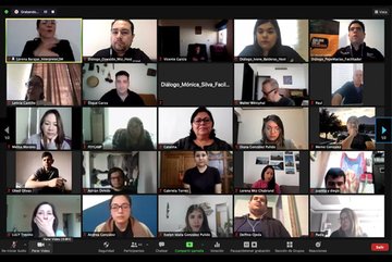 Screenshot of the zoom screen showing the participants of the workshop "Dialogo Mente & Corazón"
